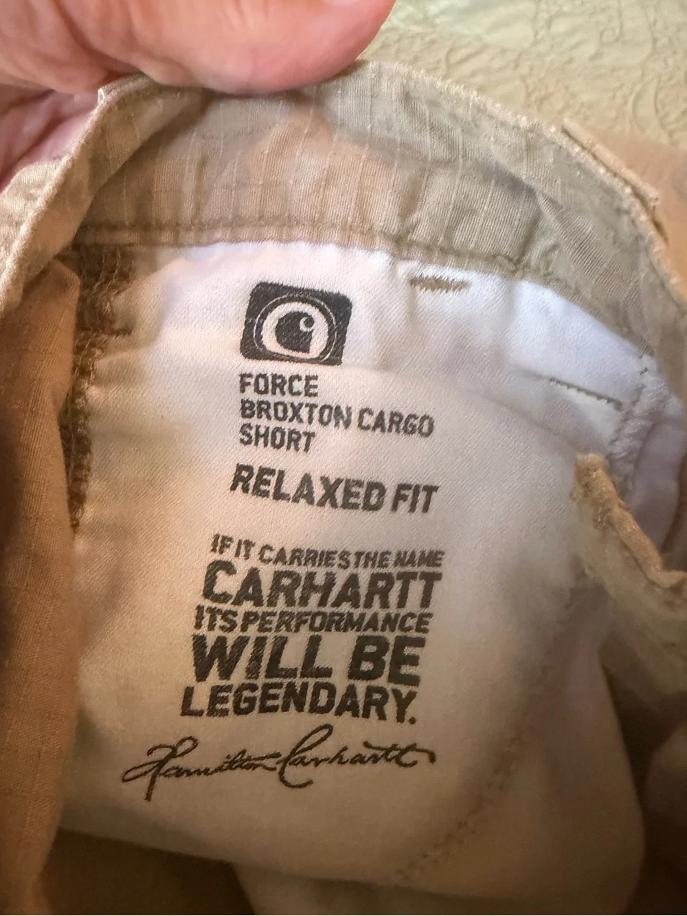 Carhartt Force Broxton Cargo Shorts 32 Tan Ripstop Utility Hiking Workwear